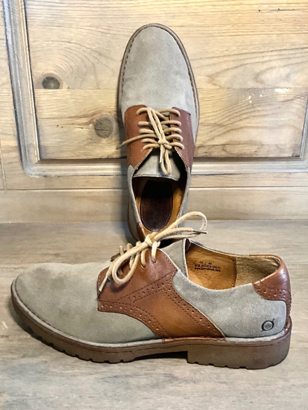 Born Wingtip Tie Oxford M10/UK9.5 Brushed Leather Handcrafted Dress Shoe GC